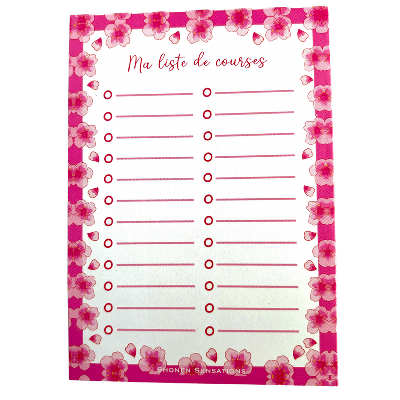 Bloc-notes A6 - Liste de courses Sakura